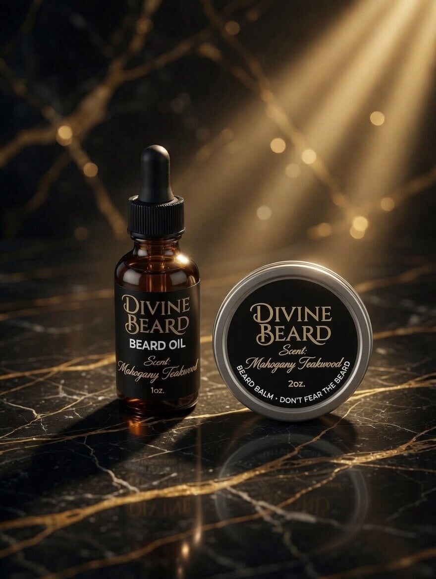 Divine Beard Mahogany Teakwood Oil + Balm Combo