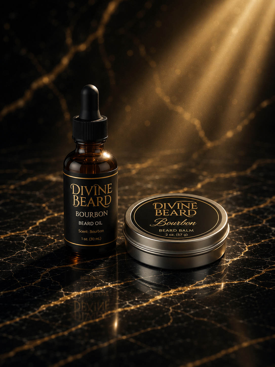 Divine Beard Bourbon Oil + Balm Combo