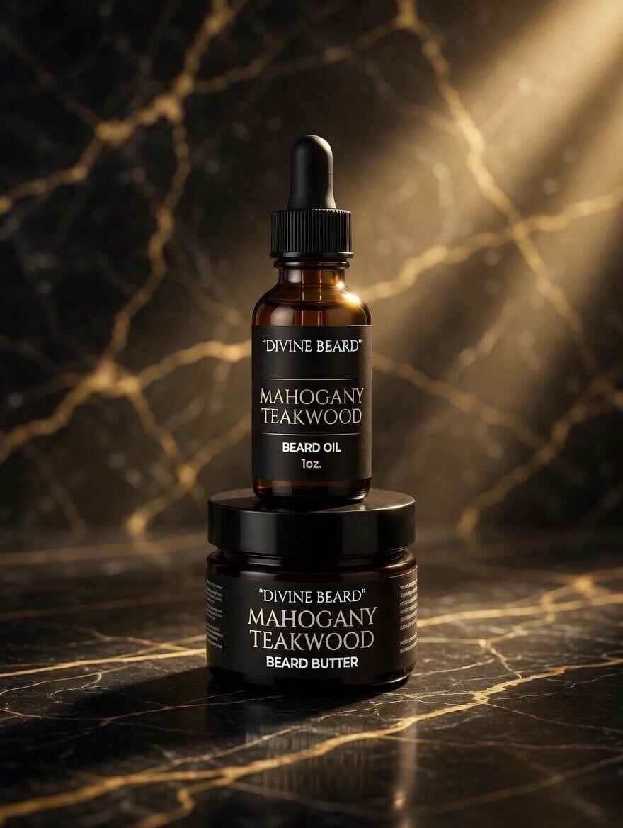 Divine Beard Mahogany Teakwood Oil + Butter Combo